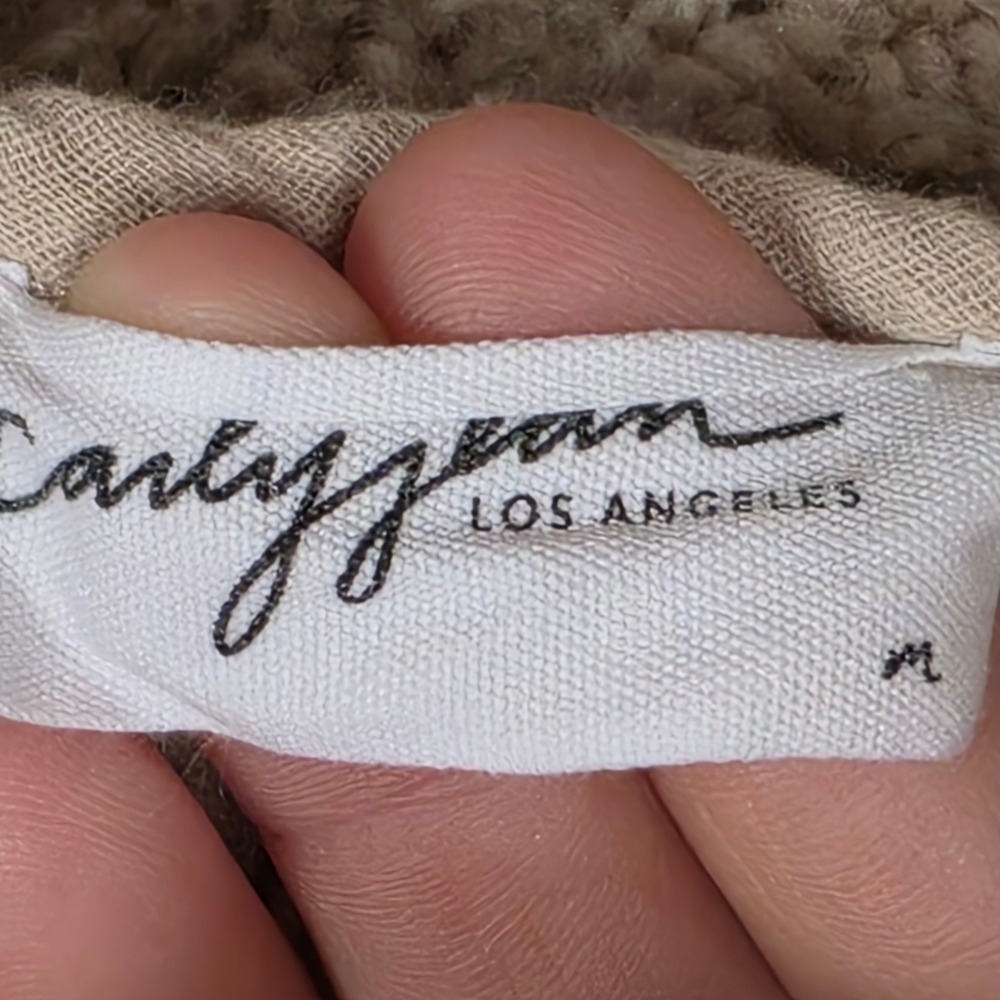CJLA Carly Jean Los Angeles Crinkle Gauze Tiered Maxi Dress Beige M - Picture 6 of 9